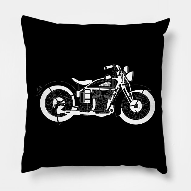 Indian Scout White Outline Pillow by kindacoolbutnotreally