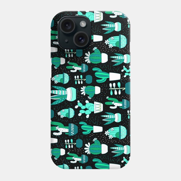 Cool Cactus Aqua Green Phone Case by bragova