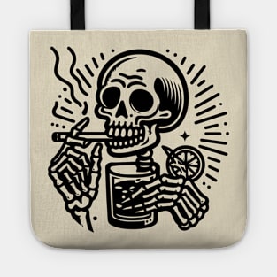 Skeleton smoking and drinking Tote