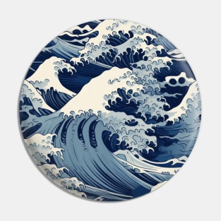 Ephemeral Crests: Hokusai Waves Reimagined Pin