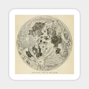 TELESCOPIC VIEW OF THE MOON - Vintage Illustration Magnet