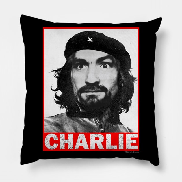 Charles Manson as Che Guevara - REVOLUTION! Pillow by RainingSpiders