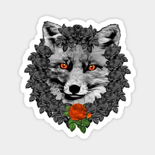 Fox Orange Rose Wreath Magnet