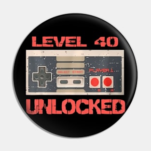 Level 40 Video 40th Birthday Pin