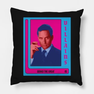 Gordon Gekko villain trading card (retro design) Pillow