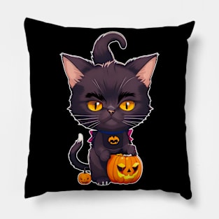 spooky tomcat cat pumkin Pillow