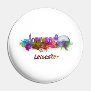 Leicester skyline in watercolor Pin