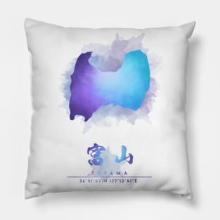 Toyama, Japan Watercolor Map Art Pillow