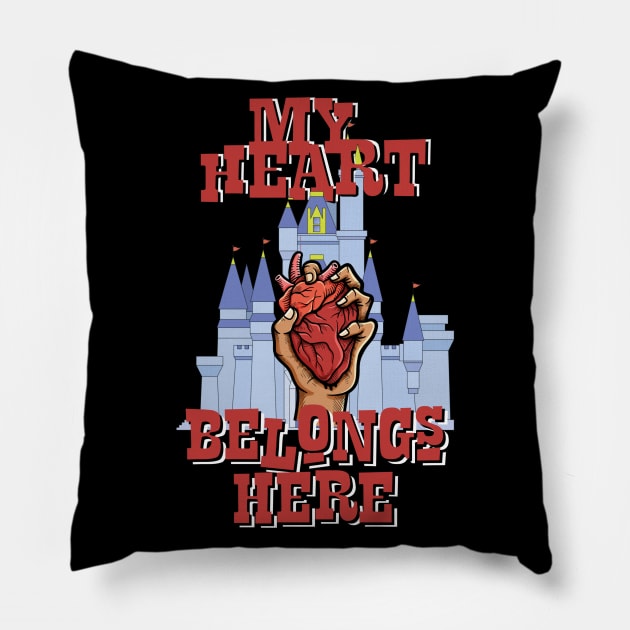 My Heart Belongs Here (world) Pillow by EnchantedTikiTees