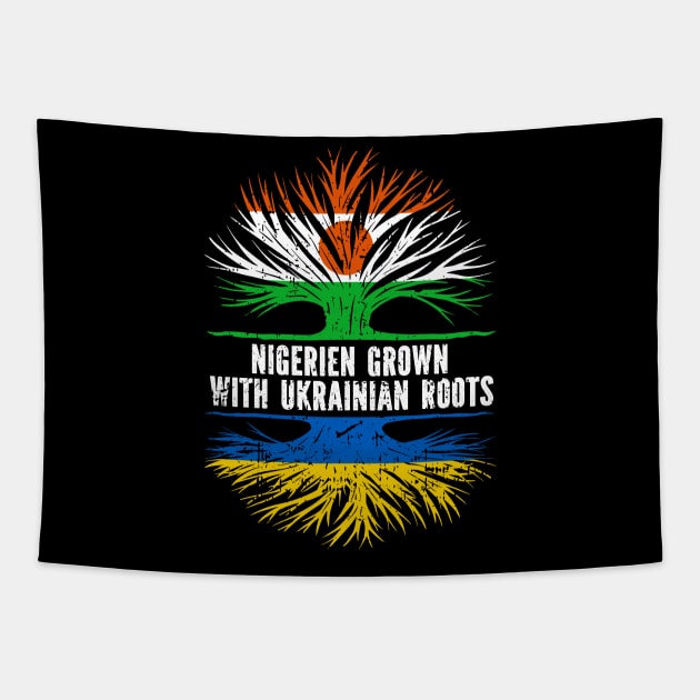 Nigerien Grown with Ukrainian Roots Flag Tapestry by silvercoin