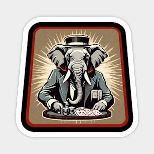 Elephant poker player Magnet