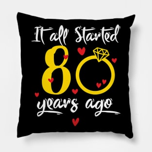 Wedding Anniversary 80 Years Together Golden Family Marriage Gift For Husband And Wife Pillow