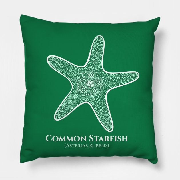 Common Starfish with Common and Latin Names - ocean design Pillow by Green Paladin