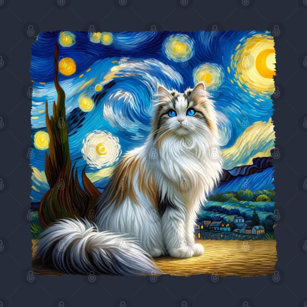 Cymric Starry Night Inspired - Artistic Cat by starry_night