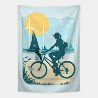 On Beach with Muffin Tapestry