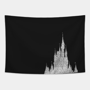 Distressed Magic Castle Silhouette Tapestry