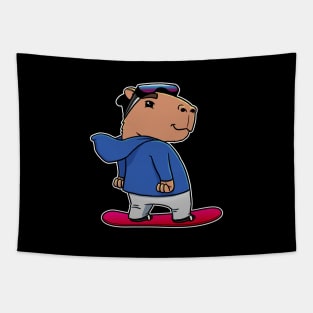 Capybara Snowboarder Boy Snowboarding Tapestry