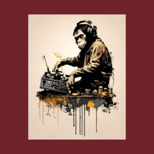 BANKSY DJ Monkey Thinker illustration T-Shirt