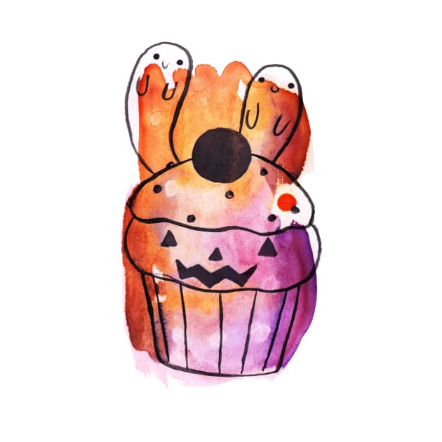 Spooky Watercolor Cupcake by saradaboru
