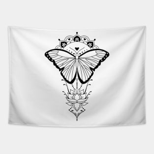 Butterfly Mandala Lotus Flower Tapestry