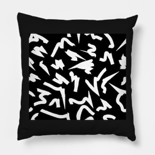 Black and White Retro 80's Eighties Abstract Scribble Pillow