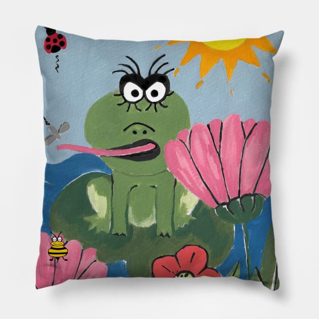 THE Frog And The Fly Painting Pillow by SartorisArt1