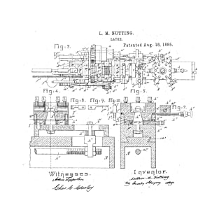 Lathe woodworking Vintage Patent Hand Drawing T-Shirt