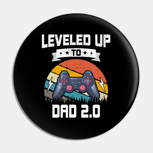 Leveled up to Dad 2.0 Funny Video Gamer Gaming Gift Pin by DoFro