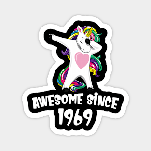 Awesome Since 1969 Birthday Dabbing Unicorn Magnet