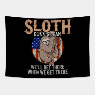 Vintage Sloth Running Team We'll Get There Funny Sloth Tapestry