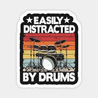 Easily Distracted By Drums Funny Drummer Drumming Magnet