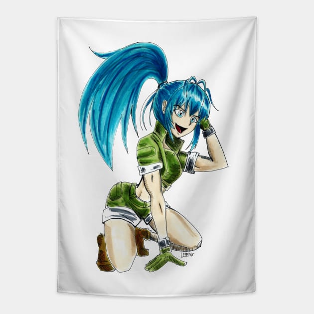 leona heidern in king of fighters Tapestry by jorge_lebeau