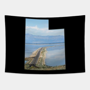 Utah State Outline - Antelope Island Causeway in the Great Salt Lake Tapestry