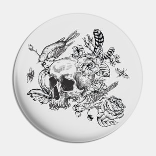 Bird and Skulls Pin