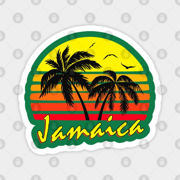 Jamaica Retro Sunset Magnet by Nerd_art