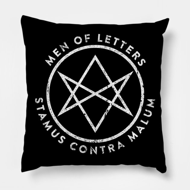 Men of Letters - Stamus Contra Malum (Variant) Pillow by huckblade