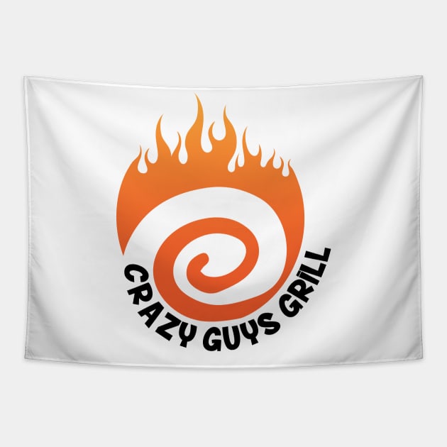 Crazy Guys Grill Flame Black Tapestry by radbadchad