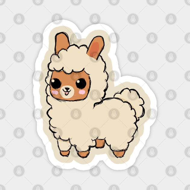 Creamy Llama Magnet by DanSena