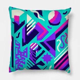 Abstract Colorful 90s Pattern Pillow