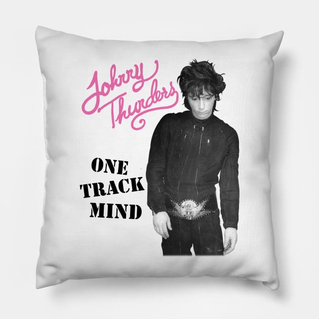 Johnny Thunders- One Track Mind on a white ringspun Pillow by Hoang Bich