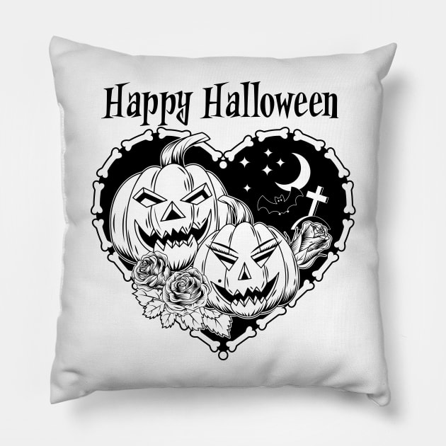 Halloween love couple Pillow by OA_Creation