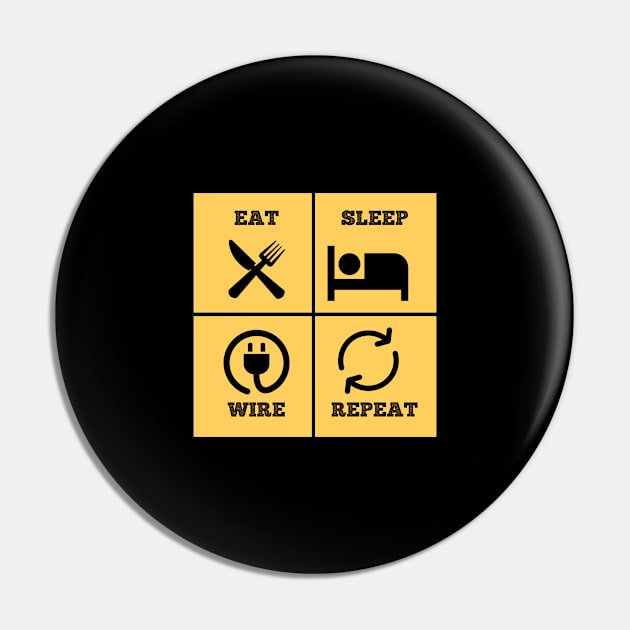 Eat, Sleep, Wire, Repeat - Electrician Pin by cheesefries