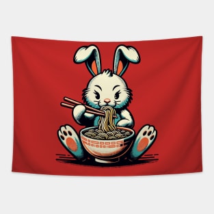 Rabbit eating ramen noodles Tapestry