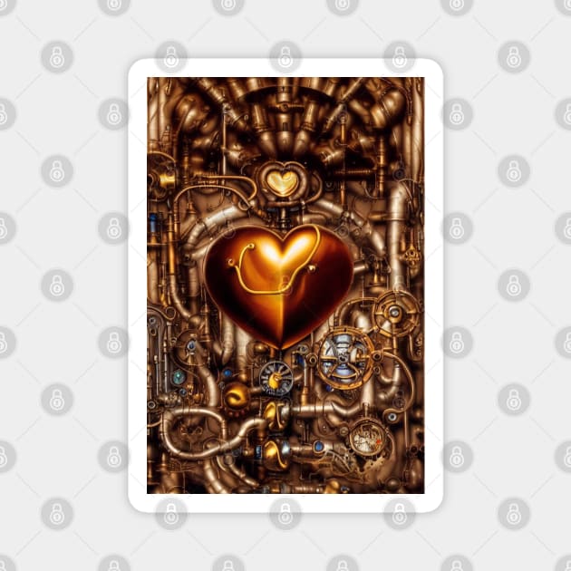 Steampunk mechanical heart Magnet by Dendros-Studio