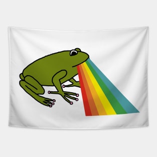 Animals with Rainbow Puke Green Frog Tapestry