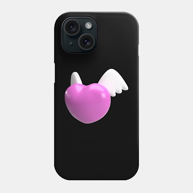 The pink heart and white wing for valentine or love concept 3d rendering Phone Case by Sabai Art