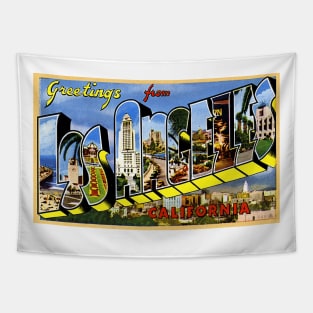 Greetings from Los Angeles California, Vintage Large Letter Postcard Tapestry