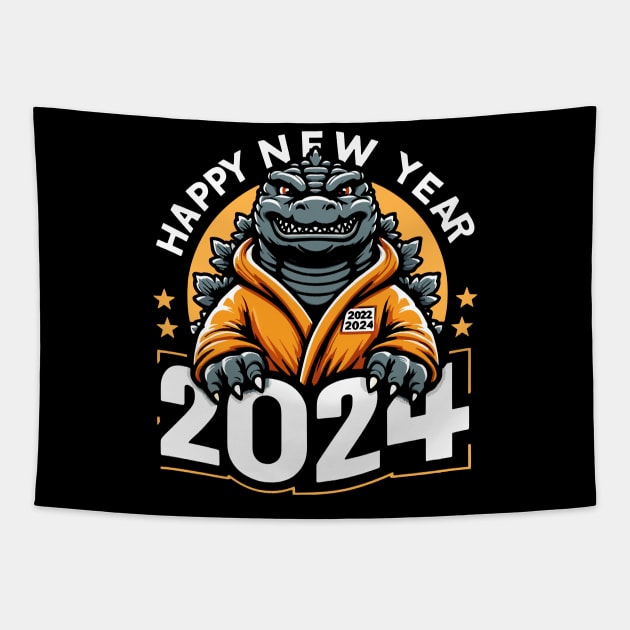 Godzilla happy new year 2024 Godzilla Tapestry TeePublic