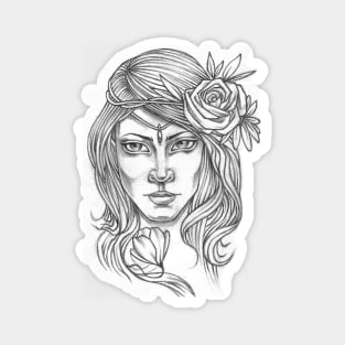 Mysterious Girl Flower Crown Magnet