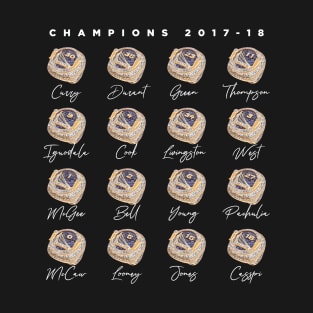 GSW Golden State Warriors Championship Rings 2017-2018 Season Basketball Vector T-Shirt